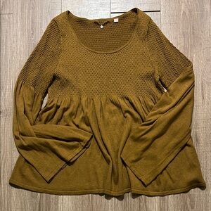 Knitted & Knotted Anthropologie brand Mustard Textured Lightweight Knit XL